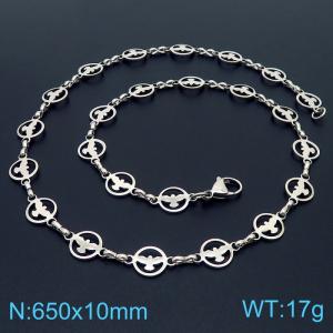 Stainless steel 650 * 10mm hollowed out Dapeng circular hand spliced necklace - KN236826-Z