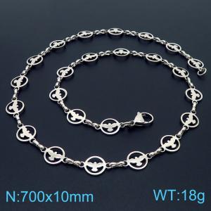 Stainless steel 700 * 10mm hollowed out Dapeng circular hand spliced necklace - KN236827-Z