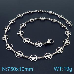 Stainless steel 750 * 10mm hollowed out Dapeng circular hand spliced necklace - KN236828-Z