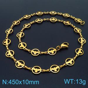 Stainless steel 450 * 10mm hollowed out Dapeng circular hand spliced gold-plated necklace - KN236829-Z