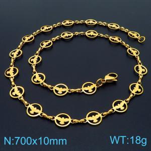 Stainless steel 700 * 10mm hollowed out Dapeng circular hand spliced gold-plated necklace - KN236834-Z