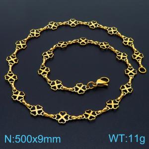 Fashionable and personalized titanium steel lucky grass gold 500 * 9mm necklace - KN236858-Z