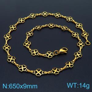 Fashionable and personalized titanium steel lucky grass gold 650 * 9mm necklace - KN236861-z
