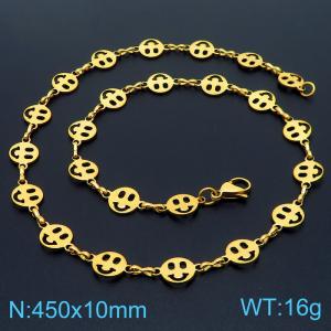 Creative and personalized smiley face titanium steel golden 450 * 10mm necklace - KN236871-Z