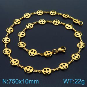 Creative and personalized smiley face titanium steel golden 750 * 10mm necklace - KN236877-Z