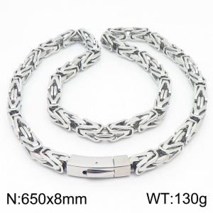 8x650mm Stainless Steel Silver Byzantine Chain Necklace - KN236907-KFC
