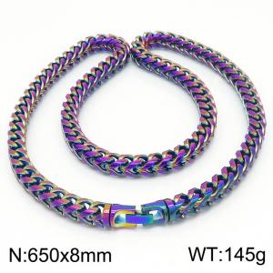 8x650mm Stainless Steel Colorful Foxtail Chain Necklace - KN236908-KFC