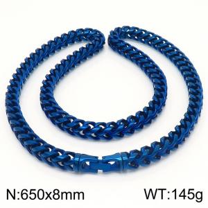 8x650mm Stainless Steel Blue Foxtail Chain Necklace - KN236912-KFC