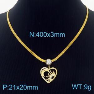 Heart Moon Sun Zircon Stainless Steel Pendant Chunky Chain Necklace For Women - KN236980-HJ