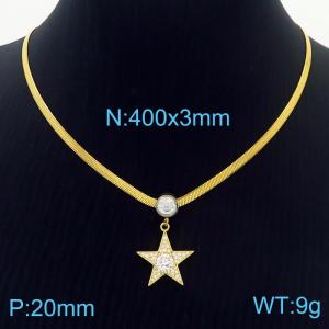 Star Zircon Stainless Steel Pendant Chunky Chain Necklace For Women - KN236991-HJ