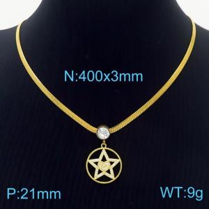 Round Star Heart Zircon Stainless Steel Pendant Chunky Chain Necklace For Women - KN236994-HJ