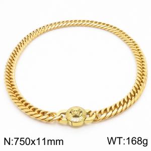 Stainless steel 750x11mm Cuban chain European and American fashion minimalist human head gold necklace - KN237249-Z
