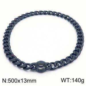 Classic Cuban Link Necklace 50cm Black Hypoallergenic 316L Stainless Steel Necklace - KN237335-Z