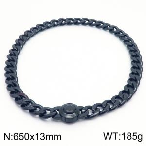 Classic Cuban Link Necklace 65cm Black Hypoallergenic 316L Stainless Steel Necklace - KN237338-Z