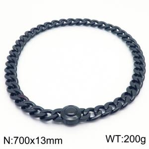 Classic Cuban Link Necklace 70cm Black Hypoallergenic 316L Stainless Steel Necklace - KN237339-Z