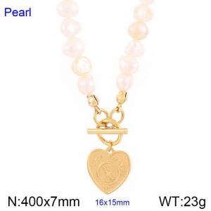 European and American fashion cross-border jewelry temperament pearl heart necklace - KN237445-Z