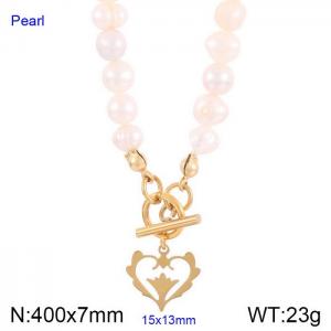 European and American fashion cross-border jewelry temperament pearl heart necklace - KN237446-Z