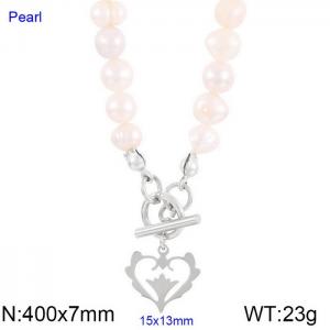 European and American fashion cross-border jewelry temperament pearl heart necklace - KN237449-Z
