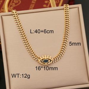 European and American fashion stainless steel collarbone chain creative hollowed out black eye jewelry gold necklace - KN237556-WGYB