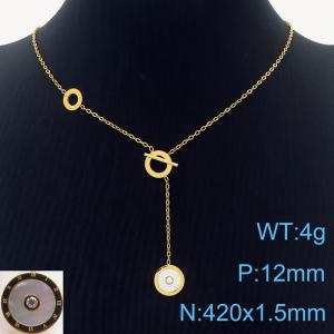 Extremely simple stainless steel women's shell Roman numerals necklace - KN237585-MW