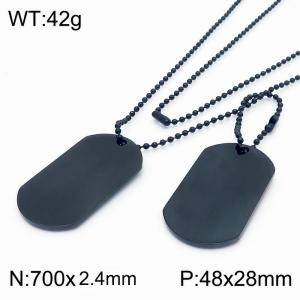 Stainless Steel Double Rectangular Pendant Necklaces For Women Men Black Color Bead Chain Jewelry - KN237711-Z