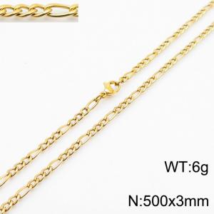 Stainless steel 500x3mm3：1 chain lobster clasp simple and fashionable gold necklace - KN237721-Z