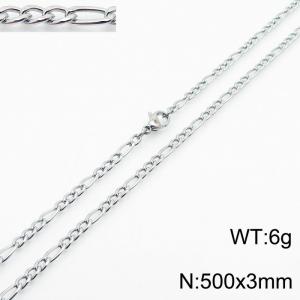 Stainless steel 500x3mm3：1 chain lobster clasp simple and fashionable silver necklace - KN237726-Z
