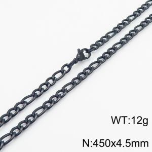 Stainless steel 450x4.5mm3：1 chain lobster clasp simple and fashionable black necklace - KN237737-Z