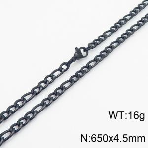 Stainless steel 650x4.5mm3：1 chain lobster clasp simple and fashionable black necklace - KN237741-Z