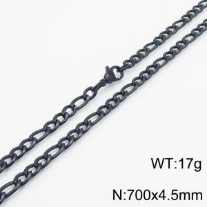 Stainless steel 700x4.5mm3：1 chain lobster clasp simple and fashionable black necklace - KN237742-Z