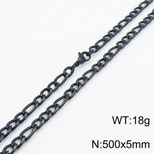 5mm Black Stainless Steel NK Chain Necklace - KN237772-Z