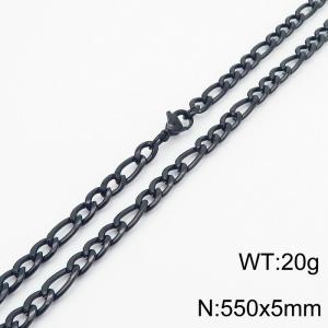 5mm Black Stainless Steel NK Chain Necklace - KN237773-Z