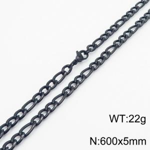 5mm Black Stainless Steel NK Chain Necklace - KN237774-Z