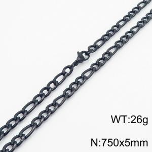 5mm Black Stainless Steel NK Chain Necklace - KN237777-Z
