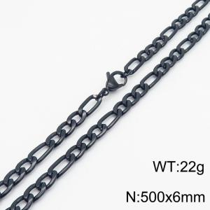 6mm Black Stainless Steel NK Chain Necklace - KN237793-Z