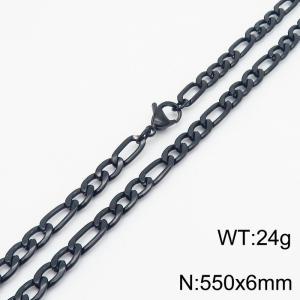 6mm Black Stainless Steel NK Chain Necklace - KN237794-Z