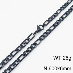 6mm Black Stainless Steel NK Chain Necklace - KN237795-Z