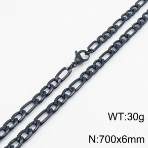 6mm Black Stainless Steel NK Chain Necklace - KN237797-Z