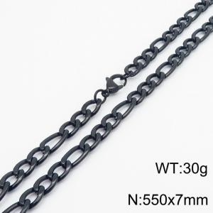 7mm Black Stainless Steel NK Chain Necklace - KN237815-Z