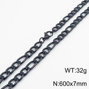 7mm Black Stainless Steel NK Chain Necklace - KN237816-Z