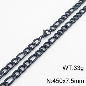 450x7.5mm Stainless Steel Necklace with Lobster Clasp for Men Women Color Black - KN237834-Z