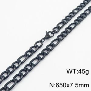 650x7.5mm Stainless Steel Necklace with Lobster Clasp for Men Women Color Black - KN237838-Z