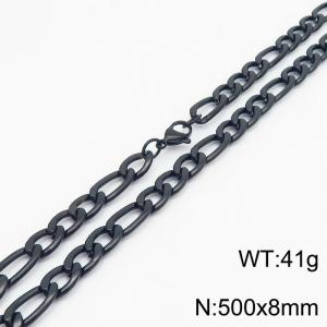 500x8mm Stainless Steel Necklace with Lobster Clasp for Men Women Color Black - KN237856-Z
