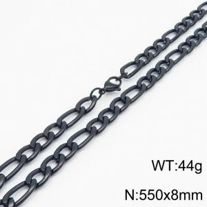 550x8mm Stainless Steel Necklace with Lobster Clasp for Men Women Color Black - KN237857-Z