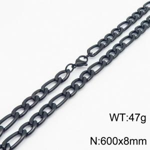 600x8mm Stainless Steel Necklace with Lobster Clasp for Men Women Color Black - KN237858-Z