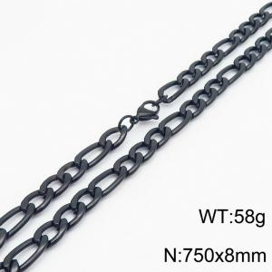 750x8mm Stainless Steel Necklace with Lobster Clasp for Men Women Color Black - KN237861-Z