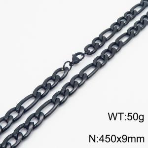 450x9mm Stainless Steel Necklace with Lobster Clasp for Men Women Color Black - KN237876-Z