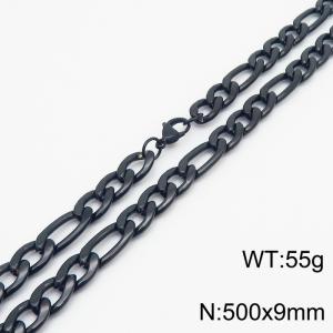 500x9mm Stainless Steel Necklace with Lobster Clasp for Men Women Color Black - KN237877-Z