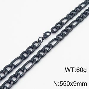 550x9mm Stainless Steel Necklace with Lobster Clasp for Men Women Color Black - KN237878-Z