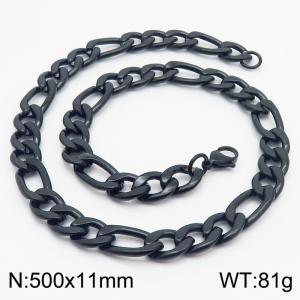 500x11mm Stainless Steel Necklace with Lobster Clasp for Men Women Color Black - KN237898-Z
